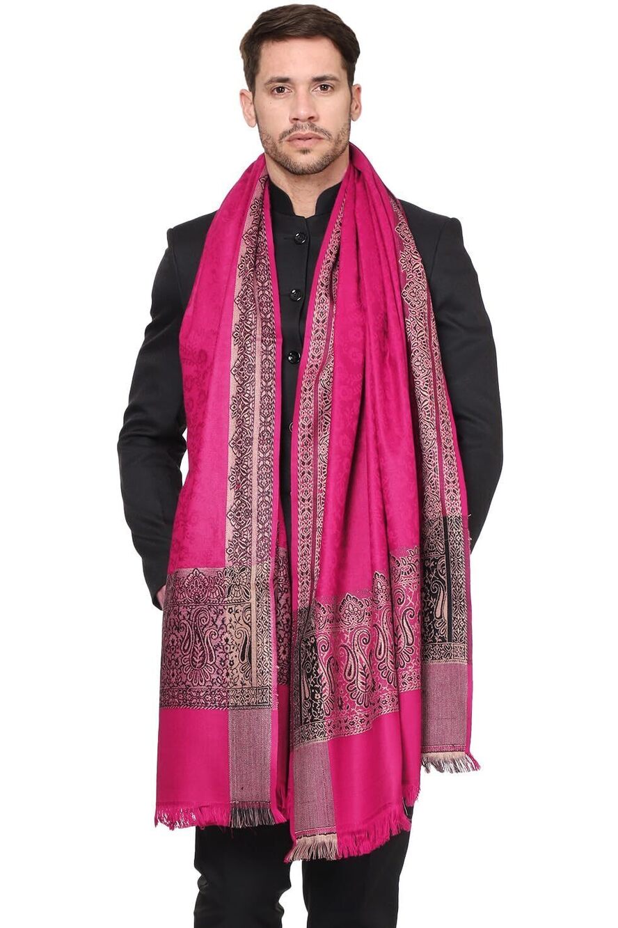 4269 Woven Acro Wool Gents Shawls, Muffler, Stoles Pink